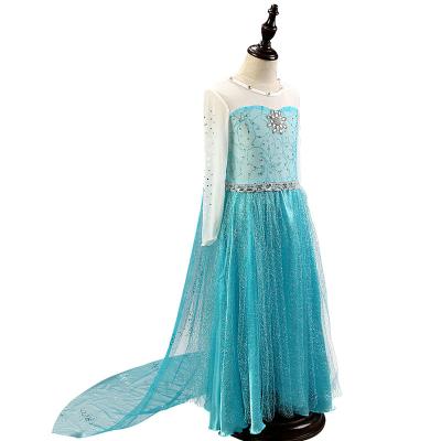 China Factory Supply Kids Cloth Kids Birthday Party Wear Fancy Dress Long Girls Elsa Princess Dresses Cosplay Beadings Costumes for sale