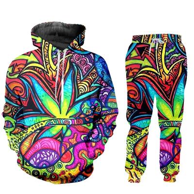 China Breathable new design Amazon wish border anime 3D digital printing hoodies tracksuit sportwear sweater and pant suit for sale