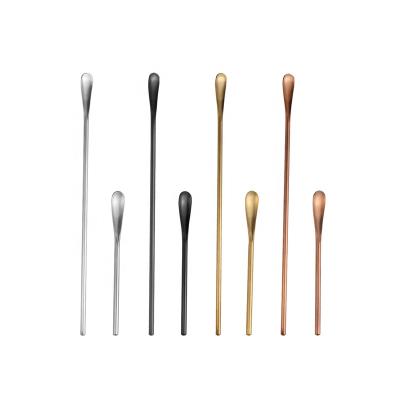 Cina Stainless Steel Exquisite Cocktail Long Wire Drawing Process Matte Gold Flatware Coffee Spoon Handle Stirring Spoon in vendita