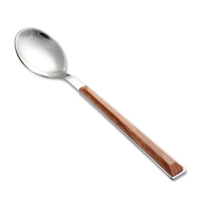 China Viable Wooden Handle 430 Stainless Steel Cutlery Set Reusable Spoon Fork Knife Bamboo Gift Box Tableware en venta