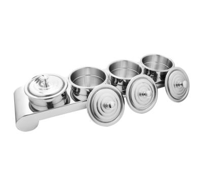 China 4 Pcs Stainless Steel Seasoning Spice Jar Viable Container Bottle Set Spice Rack With Spoon for sale