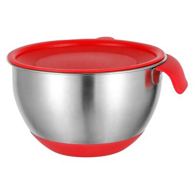 China Stocked Custom Kitchen Fruit Salad Mixing Bowl Eco-friendly Silicone Deep Metal Set Stainless Steel Bowl With Lids for sale