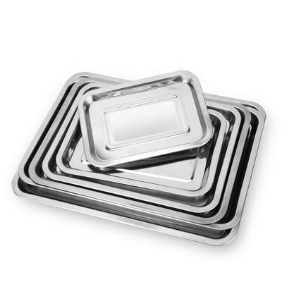 China Multifunctional Custom Food Coffee Sowing Tray Stainless Steel Plate Rectangular Metal Serving Tray for sale