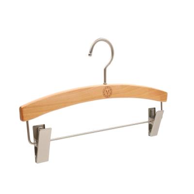 China New 2021 Modern Customized Wooden Trouser Rack Display Wooden Wall Hanger With Clip for sale