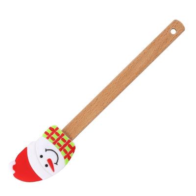 China Wholesale Viable Christmas Spatula Silicone Spatula With Wooden Handle Cream Spatula for sale