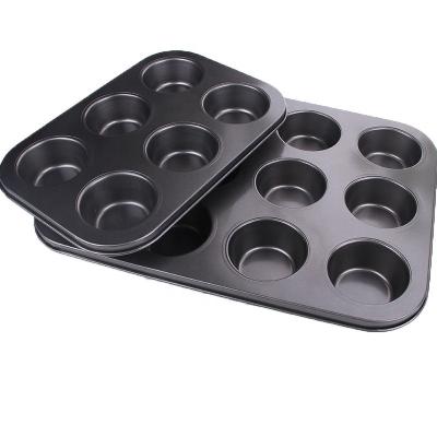 China Amazon Sustainable Popular Carbon Steel Non Stick Bakeware 6 12 Cup Roll Pan Square Cupcake Baking Tray For Baking for sale