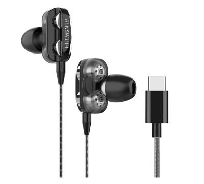 China In-Ear Dual Drive In Ear Earphone Bass Subwoofer Stereo Wired Headphones Microphone Sport Running Earbuds for sale