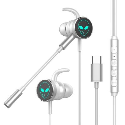 China Professional In-Ear Gamer Earbuds RGB Mobile Flashing Metal Mic Case Gaming Earphone for sale