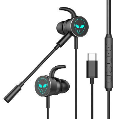 China New In-Ear Gaming Headset RGB Breathable Wire Control Lightweight Cable Type-C Stereo Headset With MIC for sale