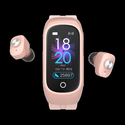 China 2021 new arrival touch screen remote control smart watch with tws bt5.0 headsets 2 in 1 for sale