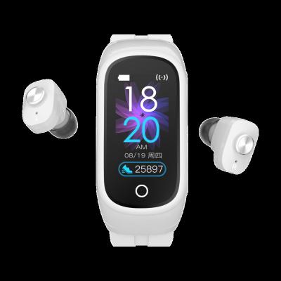 China Touch Screen 2 in 1 Combo Wireless TWS Wireless Headset Earphone Smart Watch Heart Rate Blood Call for sale