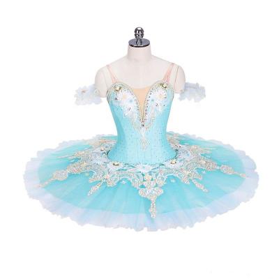 China from above & Professional Blue Oriental Tutu Le Corsaire Ballet Dancer Bodysuit Tees Girls Variation Customized Bird Blue 12 Layers Ballet Tutu for sale