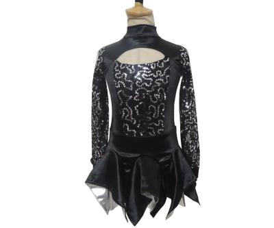 China Dress OEM Jazz Dance Costume Girls Long Sleeve Sequin Lace Dance Performance Wear Women Rhythmic Gymnastics Costume Lace Shorts Dress for sale