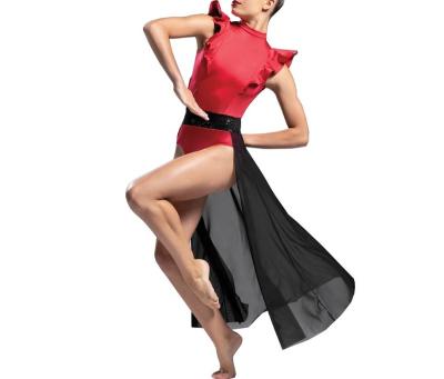 China from above & New Red Black Lyrical Ballet Mesh Dance Tees Women's Dress for sale