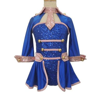 China from above & Pique OEM Girls Dance Dress Women Sequin Long Sleeve Leotard Front Split Mini Skirt Maiden Cheerleader Dance Costumes Sailor Dress for sale