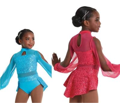 China Dress Up Beautiful Sequin Long Sleeve Dancer Tights Girls Jazz Costume for sale