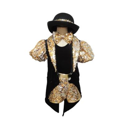 China from above & Beautiful Sexy Black Gold Dance Tees Tailcoat For Women Jazz for sale