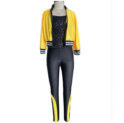 China from above & Tees Girls Dance Costume Girls Stage Performance Street Dance Costume Fitted Leggings Long Sleeve Dance Lycrial Hip Hop Zipper Jacket for sale