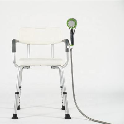 China Simple Elegant Luxury Aluminum PE Adjustable Height Height Adjustable Height Shower Pregnant Elderly Chair With Back For The Elderly for sale