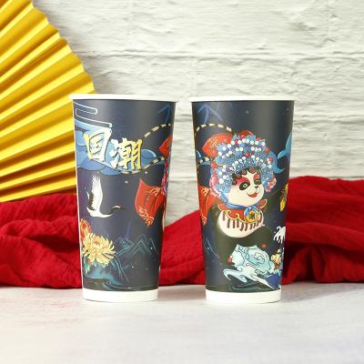 China Disposable Color 20oz 700ml Disposable Paper Cup Small MOQ Single Wall Custom Print Logo Take Away Ice Tea Coffee Hot Cold Drinks with Lid for sale