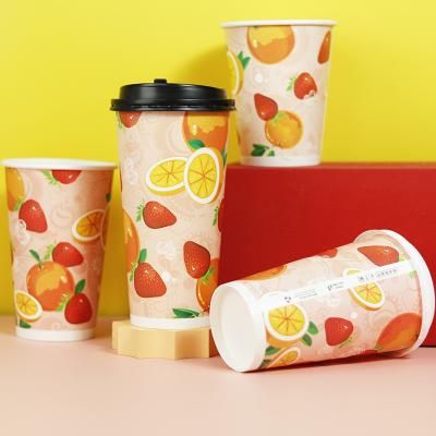 China Disposable Color 20oz 700ml Disposable Paper Cup Small MOQ Single Wall Custom Print Logo Take Away Ice Tea Coffee Hot Cold Drinks with Lid for sale