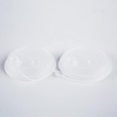 China Non Spill 90mm Clear Plastic Conjoined Lid Cover with Stopper Custom Color for Iced Cold Hot Drink Coffee Tea Disposable To Go Paper Cup for sale