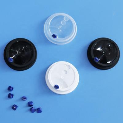 China Non Spill 90mm 95mm  Lid Cover with Blue Heart Stopper Black Clear Custom Color for Cold Hot Drink Coffee Tea Paper Plastic Disposable Cup for sale