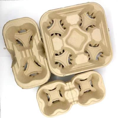 China Eco-Friendly; Disposable; Stocked Small MOQ Paper Cup Carrier Disposable Biodegradable Bagasse Coffee Cup Holder for sale