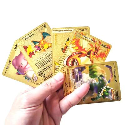 China Wholesale high quality English-Spanish gift certificate/game/trade/gold collectible/souvenir etc. Vmax 330 GX Playing Game Card Pokemon Metal Cards for sale