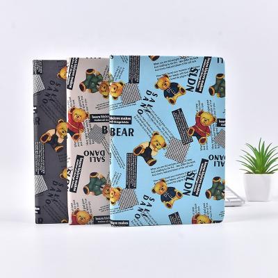 China Cute Hardcover Cartoon Bear Design Hardcover Journal A5 Diary PU Leather Elastic Strap Notebooks For Students for sale