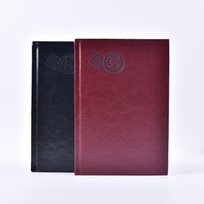 China Newly Printed 2023 Office Supplies Black Brown Leather Hardcover Book Daily Agenda Planner Diary Notebook A5 B5 for sale