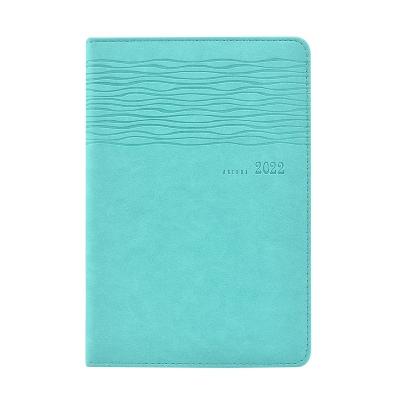 China A5 English-French version luxury printed desktop blue leather annual agenda 2022 365-day planner notebook for sale