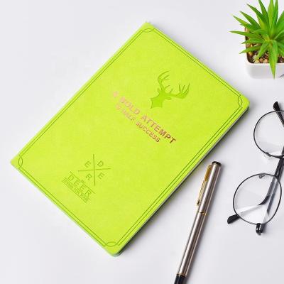 China Custom Deer Embossed Logo Lined Soft Cover Diary PU Leather Notebook Printed Bound Journal A5 for sale