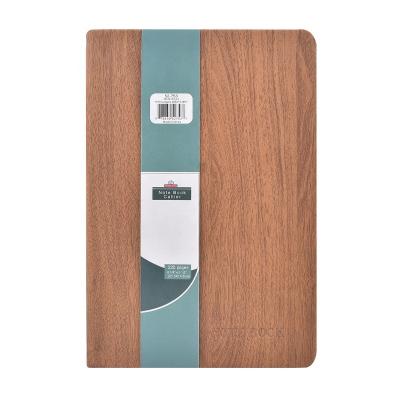 China Office Wholesale A5 Lined Page PU Cover Printed Wooden Notebook Diary Handmade Leather Diary Stationery for sale