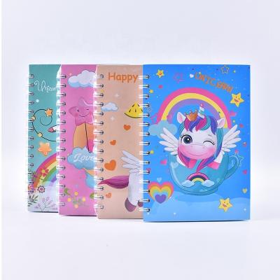 China School Student Rainbow Unicorn Design Lined Journal Diary Hardcover A5 A6 Printed Stationary Spiral Notebooks for sale