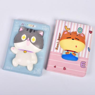 China Wholesale PU Leather Slow Rebound Decompression 3D Planner Kawaii Printed Squishy Animal Notebook for sale