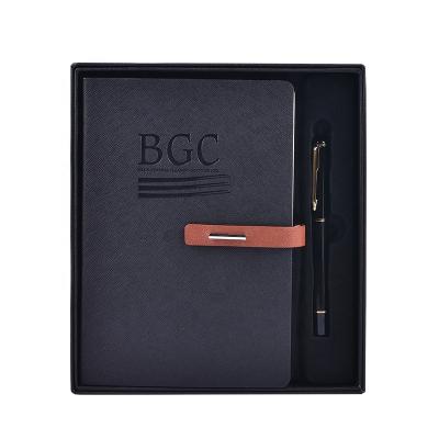 China Custom Hardcover Debossed Logo A5 PU Leather Buckle Diary with Pen Notebook Journal Gift Set for sale