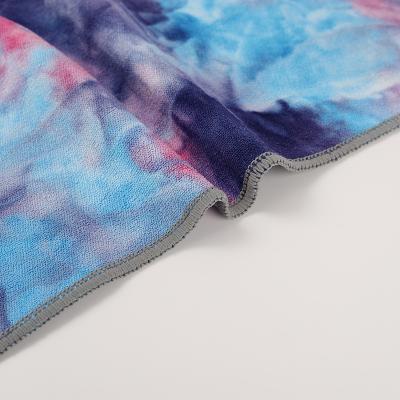 China QUICK DRY Tie Dye Towel Thickened Terry Towel Polyester Fabric 320g Color Customizable Pattern Yoga Bath Towel for sale