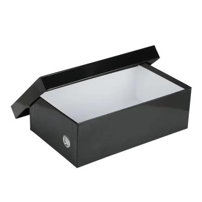 China Recyclable Wholesale Custom Printed Black Rigid Paper Shoe Box Packaging Boxes Cardboard Box for sale