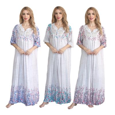 China Daily Casual Formal Vintage Printed Ethnic Style Summer Shift Dress Leaves Muslim Woman Abaya Woman Long Dress Sequin Women Maxis for sale