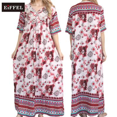 China Printing Long Robe Moroccan Islamic Women's Kaftan Muslim Dubai Dress With Beading Casual Decoration Plus Size Dresses for sale