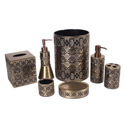 China Sustainable Good Quality Bronze Carved Bathroom Set 7 Pieces Fittings Bathroom Products for sale