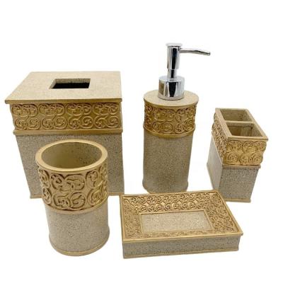 China Six Pieces Sustainable Gold Bathroom Accessories Popular Hotel Bathroom Set Luxury for sale