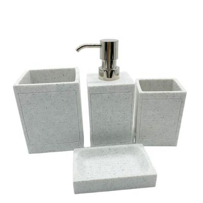 China ABINO Sustainable Marble Shape Resin Bathroom Accessories Bathroom Set 4 Pieces for sale