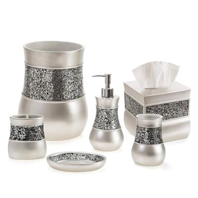 China Gray Glass Mosaic Marble Effect Elegant Viable Diamond Bathroom Accessories Set for sale