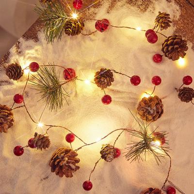 China Christmas decorations LED Christmas Copper Wire Lights Battery Box String  Holiday Colorful Pinecone Decoration for sale