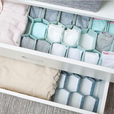 China Plastic Storage Honeycomb Drawer Divider Underwear Socks Storage Drawer Divider for sale