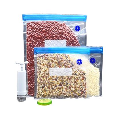 China Disposable Ready To Ship Food Vacuum Zipper Bags Foodsaver Transparent Food Vacuum Bag For Rice And Bean for sale