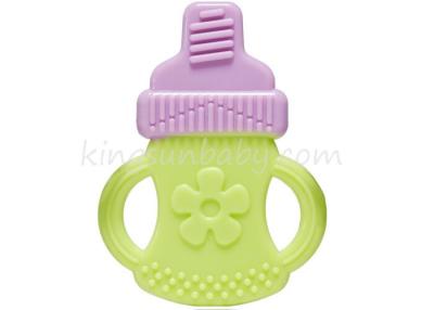 China Funny Double Covers Silicone Baby Teether Food Grade with Baby Bottle Shape for sale