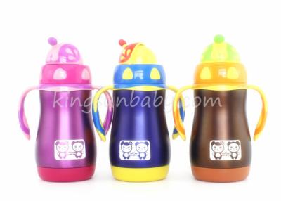 China Wide Neck Stainless Steel Straw Sippy Cup，Kids Stainless Steel Water Bottle Pink / Blue for sale